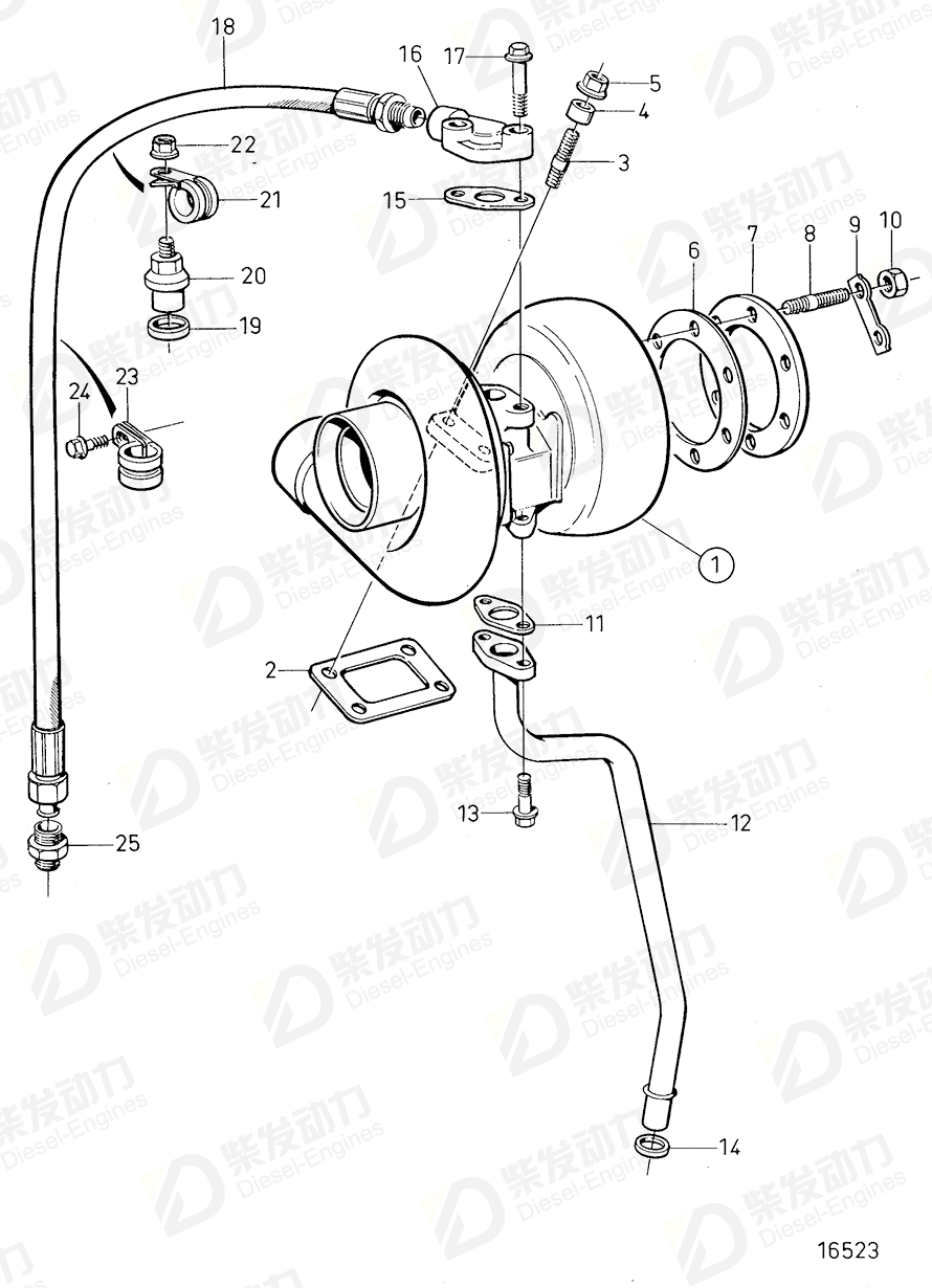 VOLVO Oil return pipe 3825558 Drawing VOLVO Oil return pipe 3825558 Drawing